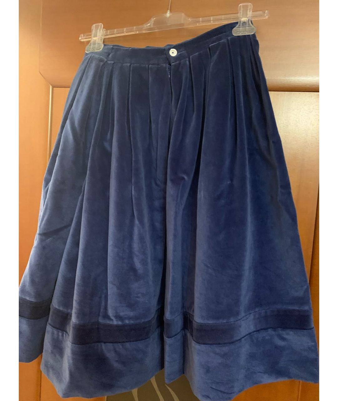 OLYMPIA LE TAN Темно-синяя велюровая юбка миди, фото 2