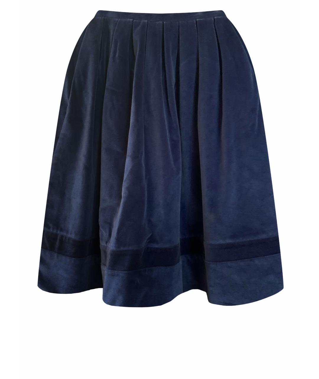 OLYMPIA LE TAN Темно-синяя велюровая юбка миди, фото 1