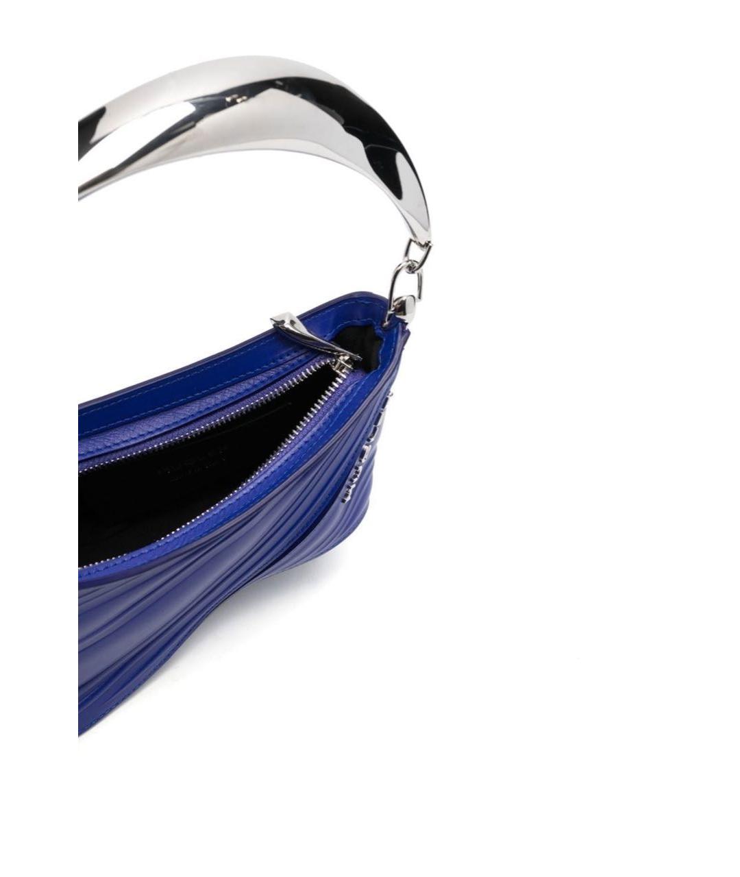 MUGLER Синяя кожаная сумка через плечо, фото 4