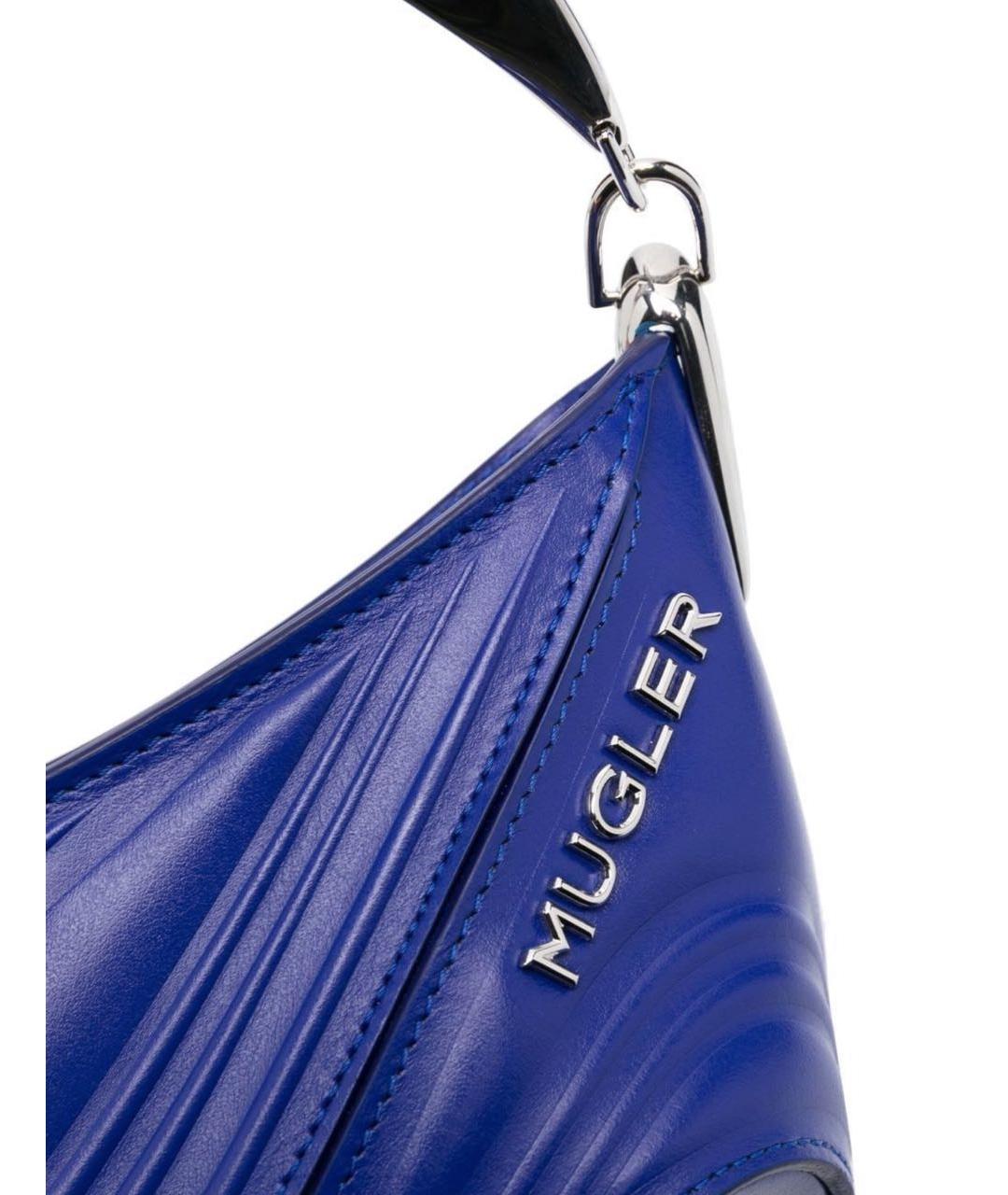 MUGLER Синяя кожаная сумка через плечо, фото 3