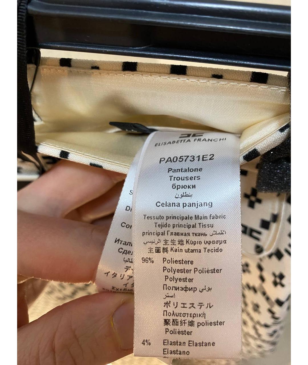 ELISABETTA FRANCHI Белые полиэстеровые брюки узкие, фото 4
