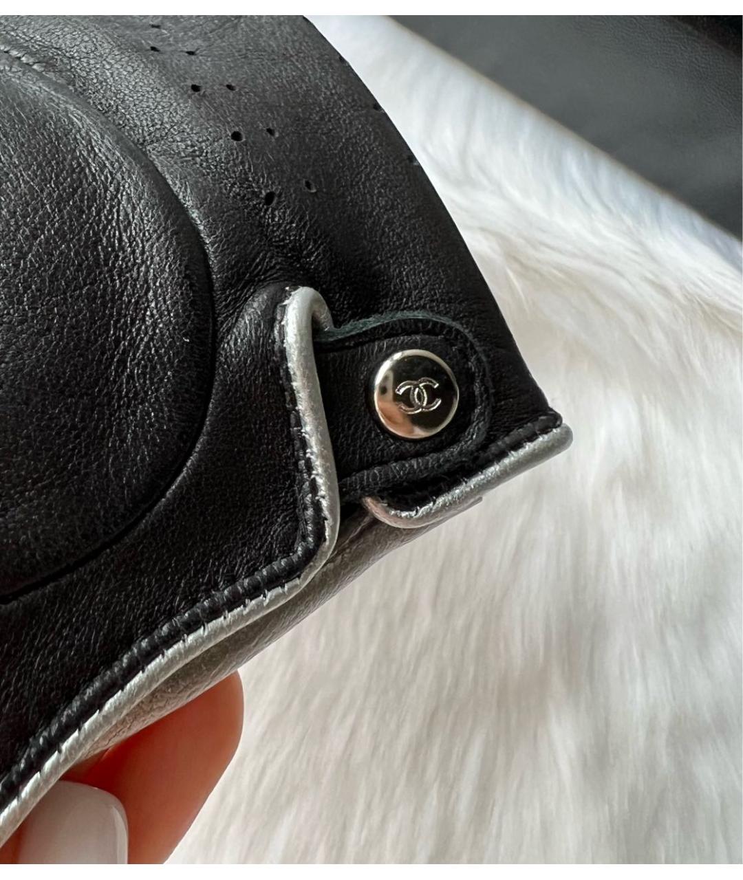 CHANEL Черные кожаные митенки, фото 5