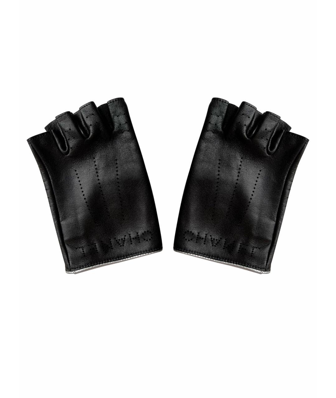 CHANEL Черные кожаные митенки, фото 1