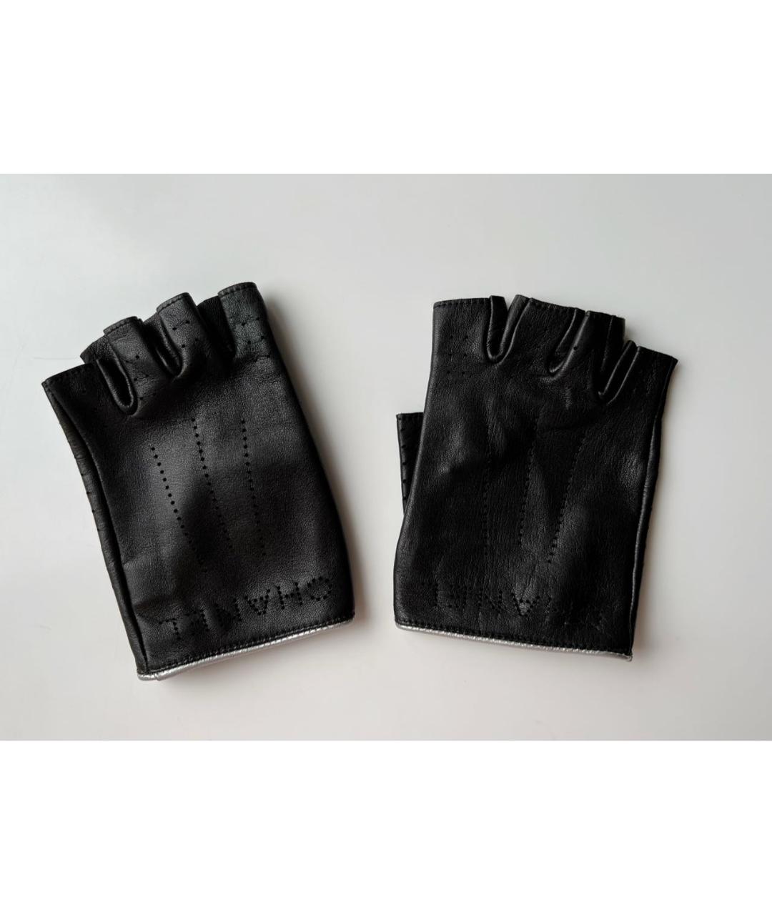 CHANEL Черные кожаные митенки, фото 6