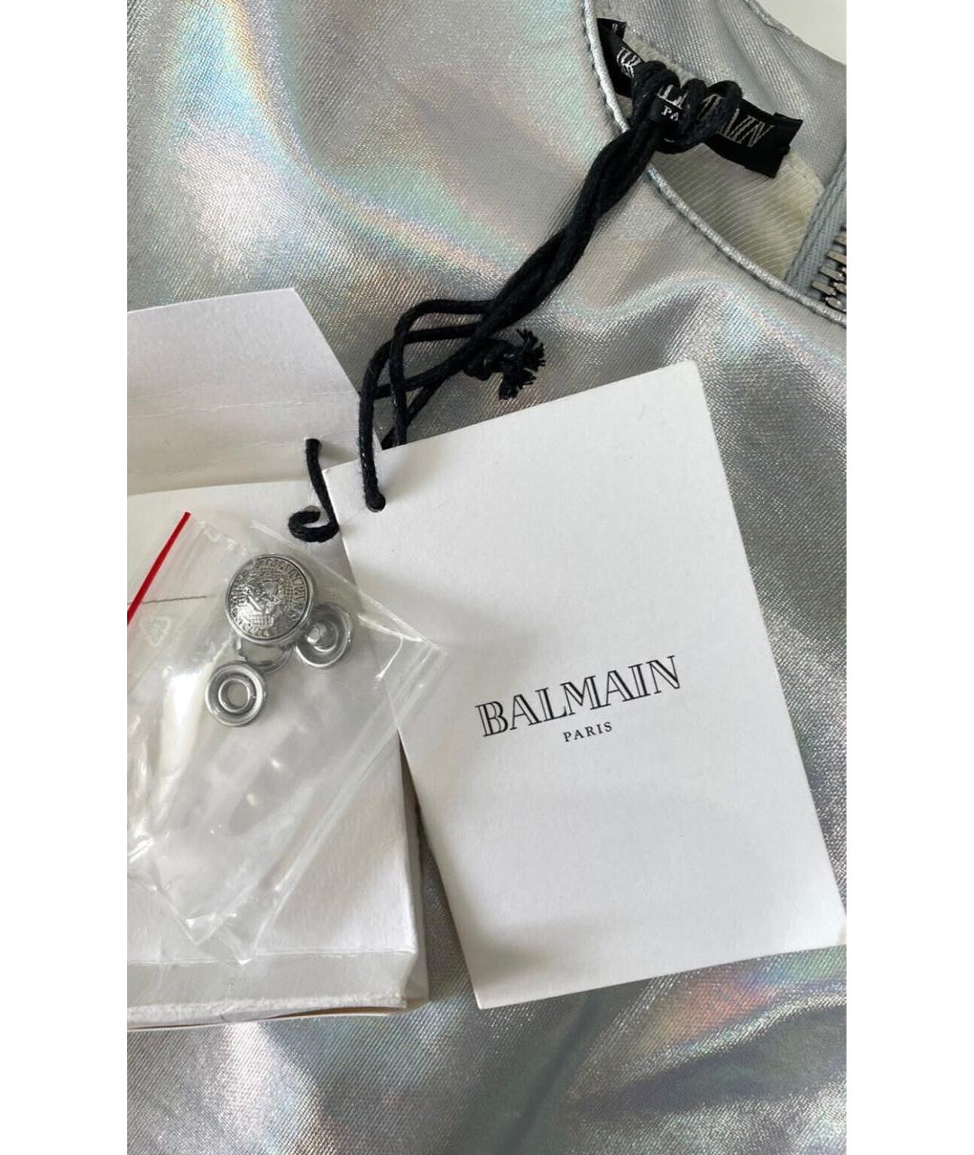 BALMAIN Серебряное полиэстеровое коктейльное платье, фото 3