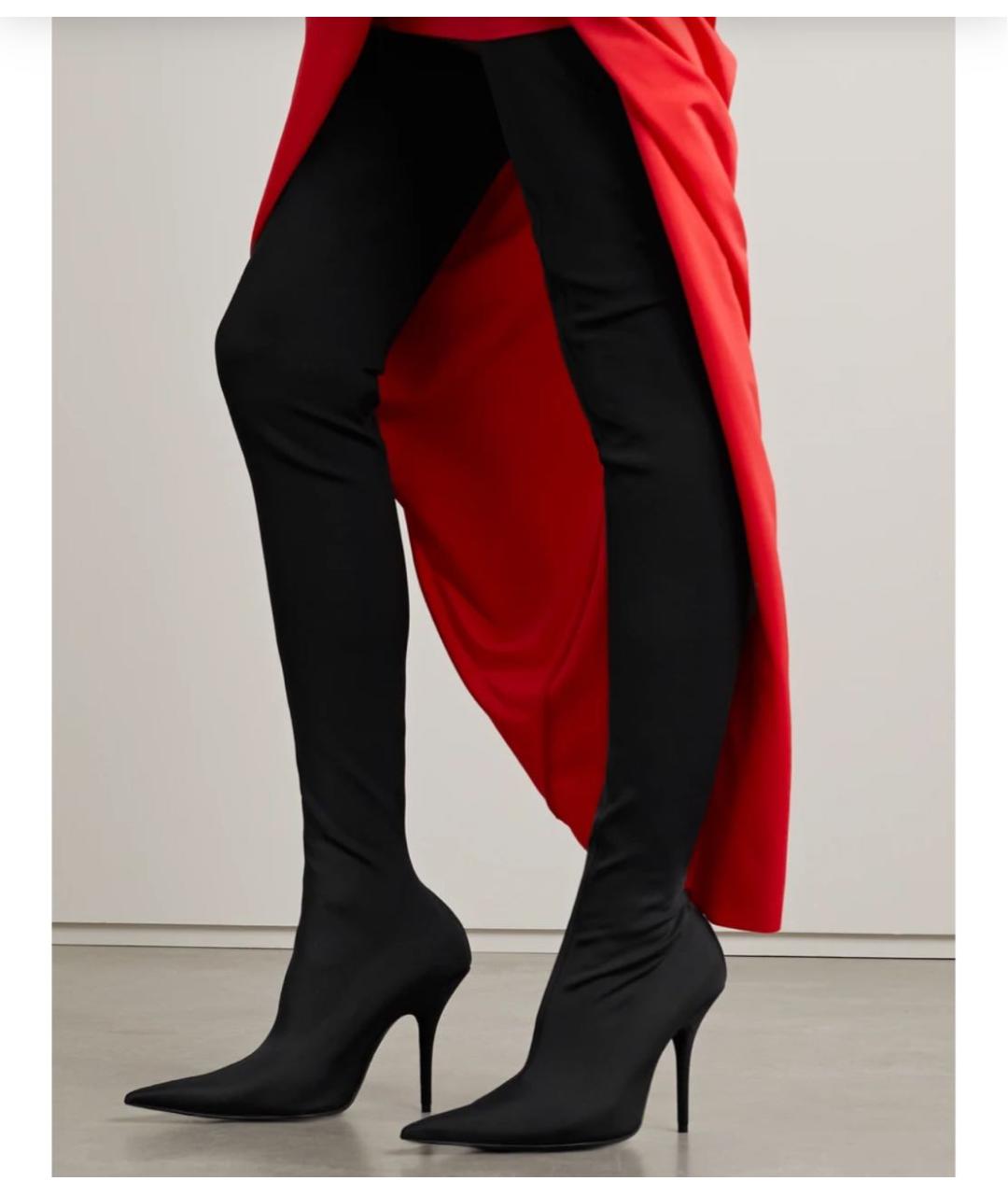 BALENCIAGA Черные текстильные ботфорты, фото 4