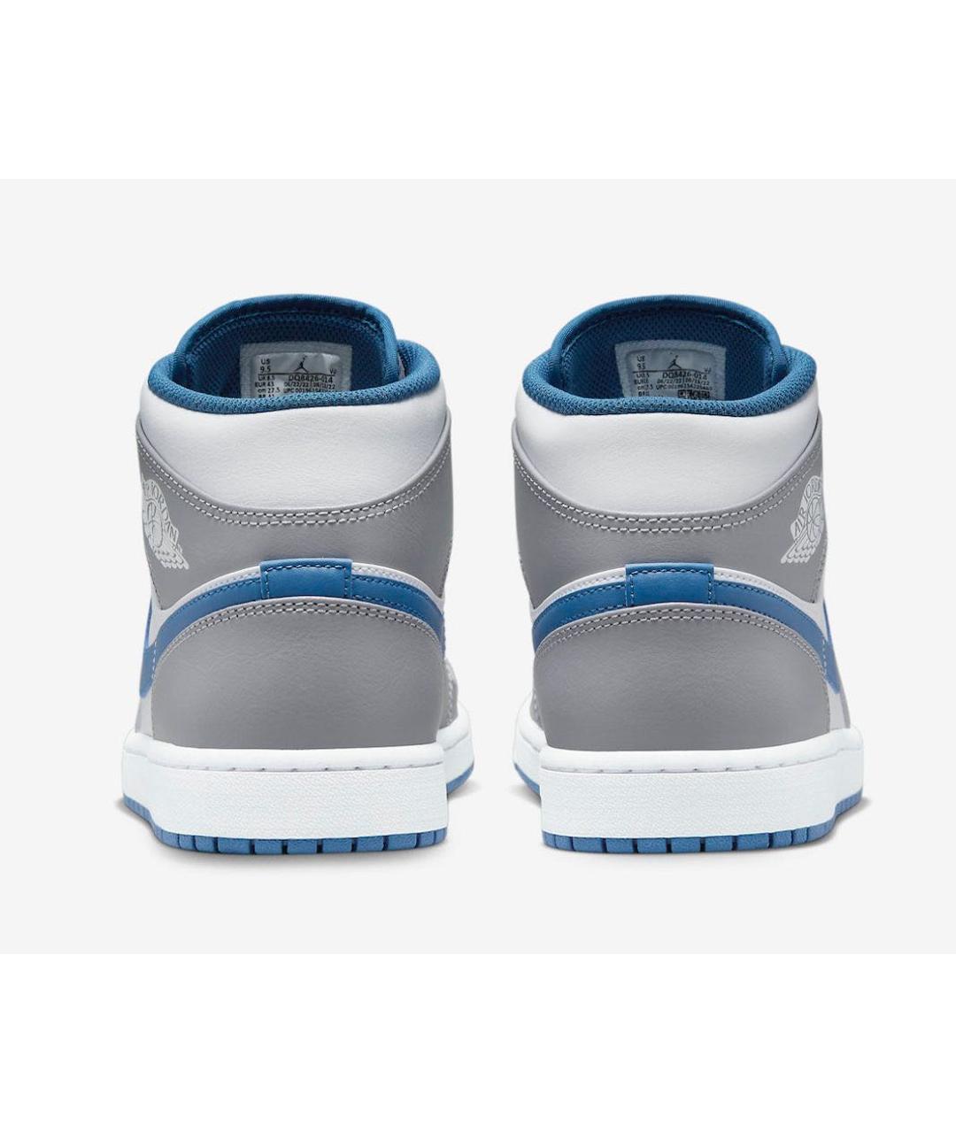 JORDAN Серые кожаные высокие кроссовки / кеды, фото 4