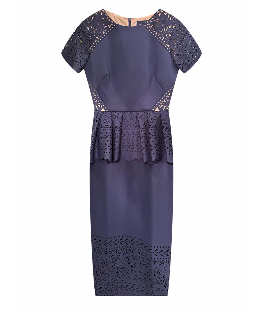 MARCHESA NOTTE Темно-синее полиэстеровое коктейльное платье, фото 1