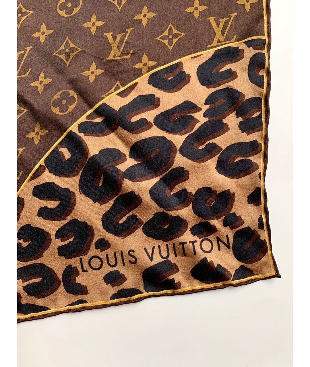 LOUIS VUITTON PRE-OWNED Коричневый шелковый шарф, фото 6