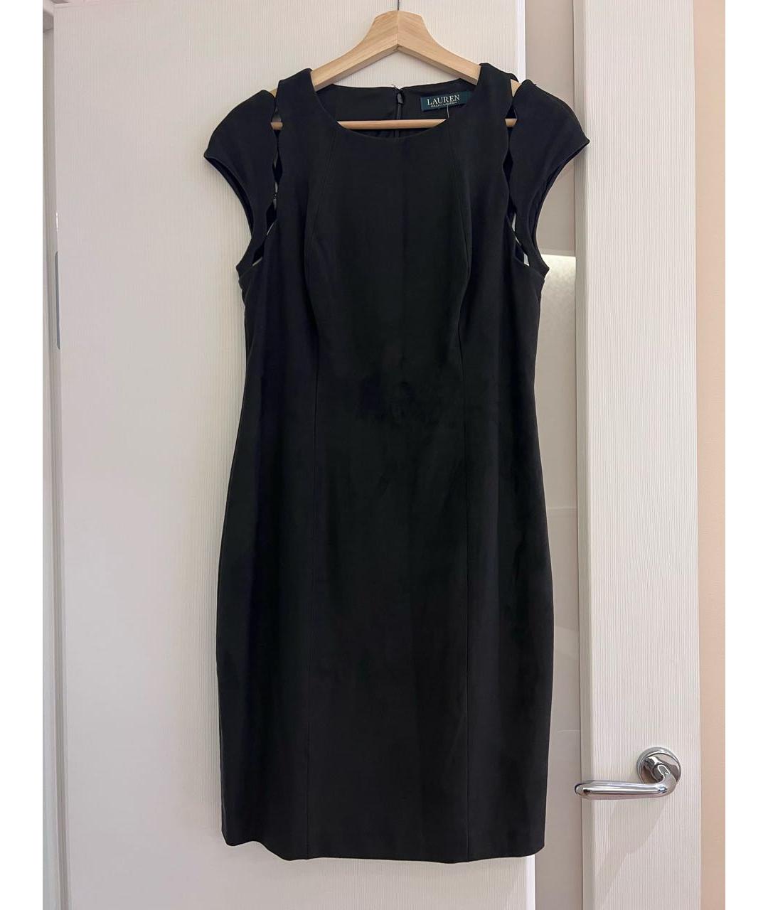 RALPH LAUREN Черное велюровое повседневное платье, фото 9