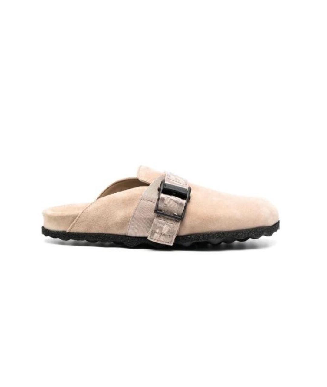 OFF-WHITE Бежевые замшевые мюли, фото 1