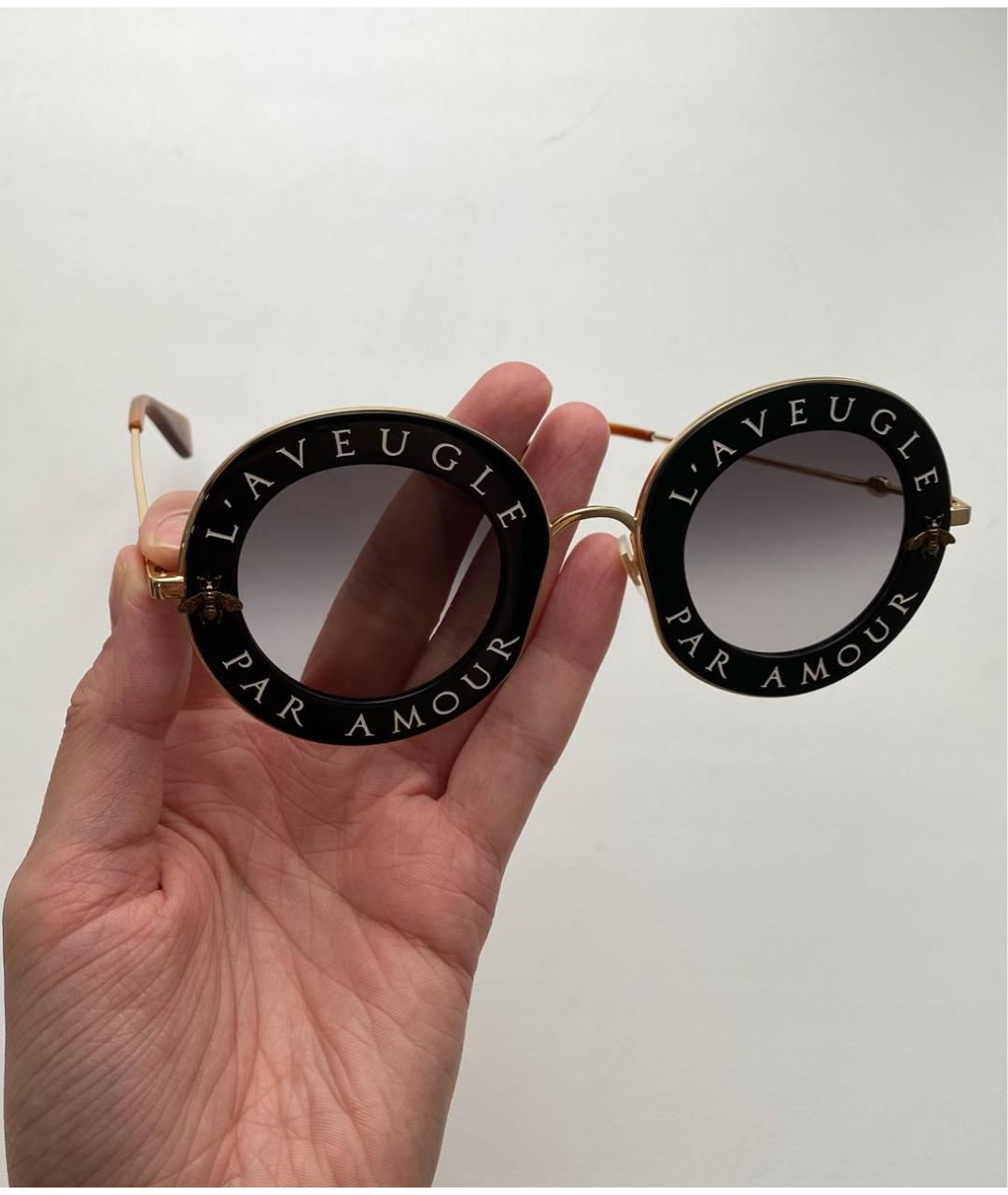 GUCCI Антрацитовые пластиковые солнцезащитные очки, фото 6
