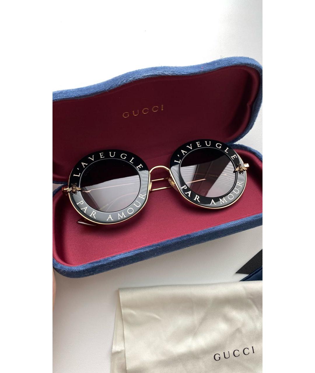 GUCCI Антрацитовые пластиковые солнцезащитные очки, фото 3