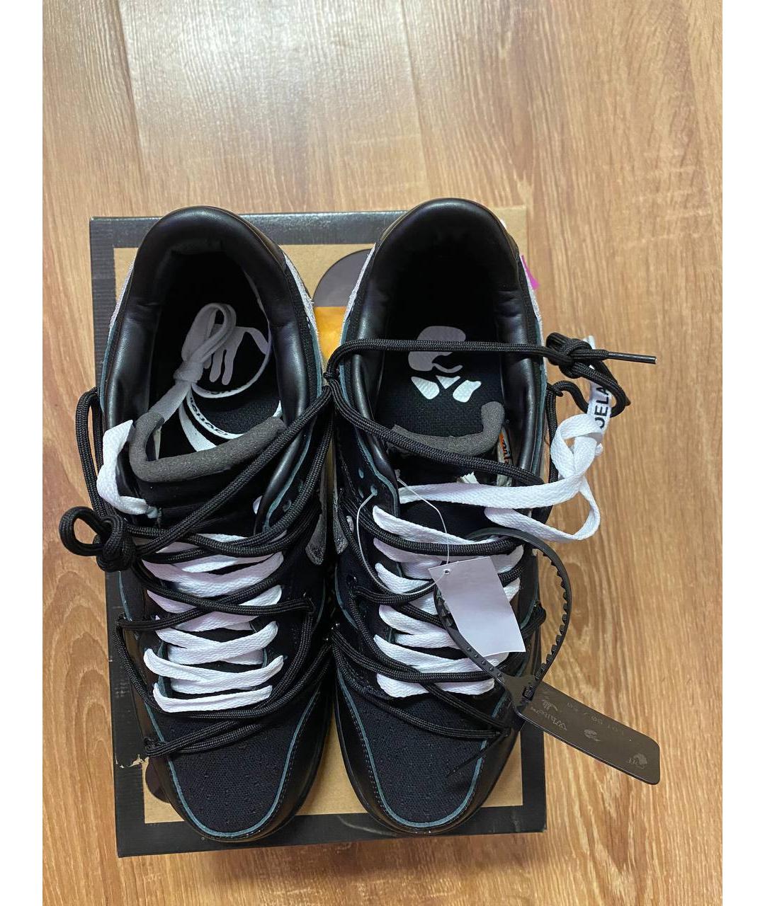 NIKE X OFF-WHITE Черные кожаные низкие кроссовки / кеды, фото 4
