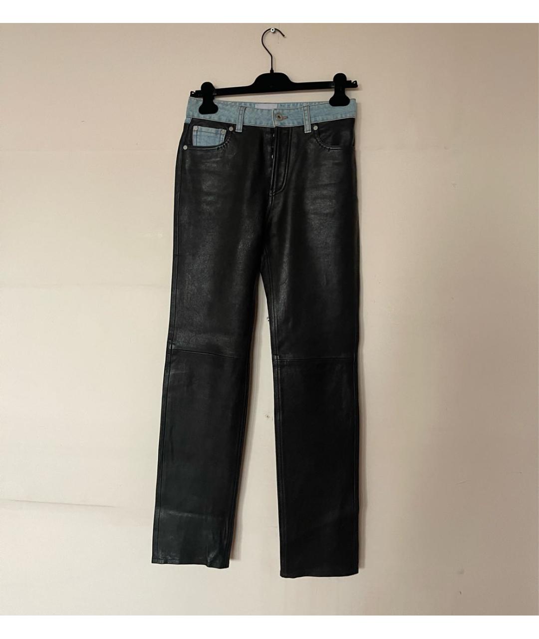 HALFBOY Черные кожаные прямые брюки, фото 7