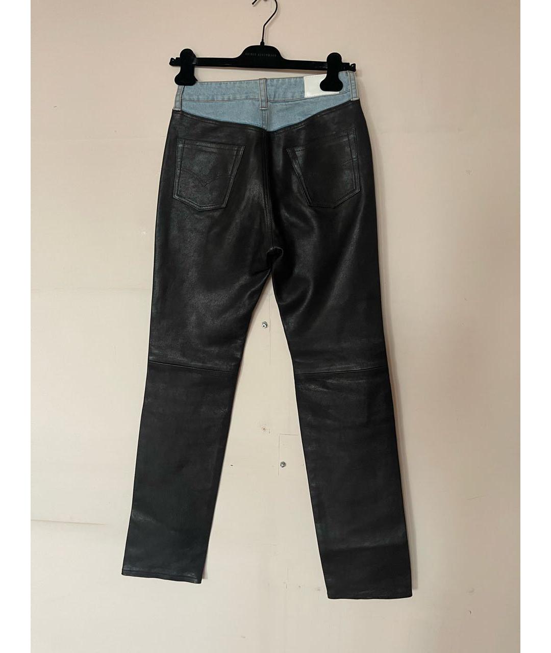 HALFBOY Черные кожаные прямые брюки, фото 2