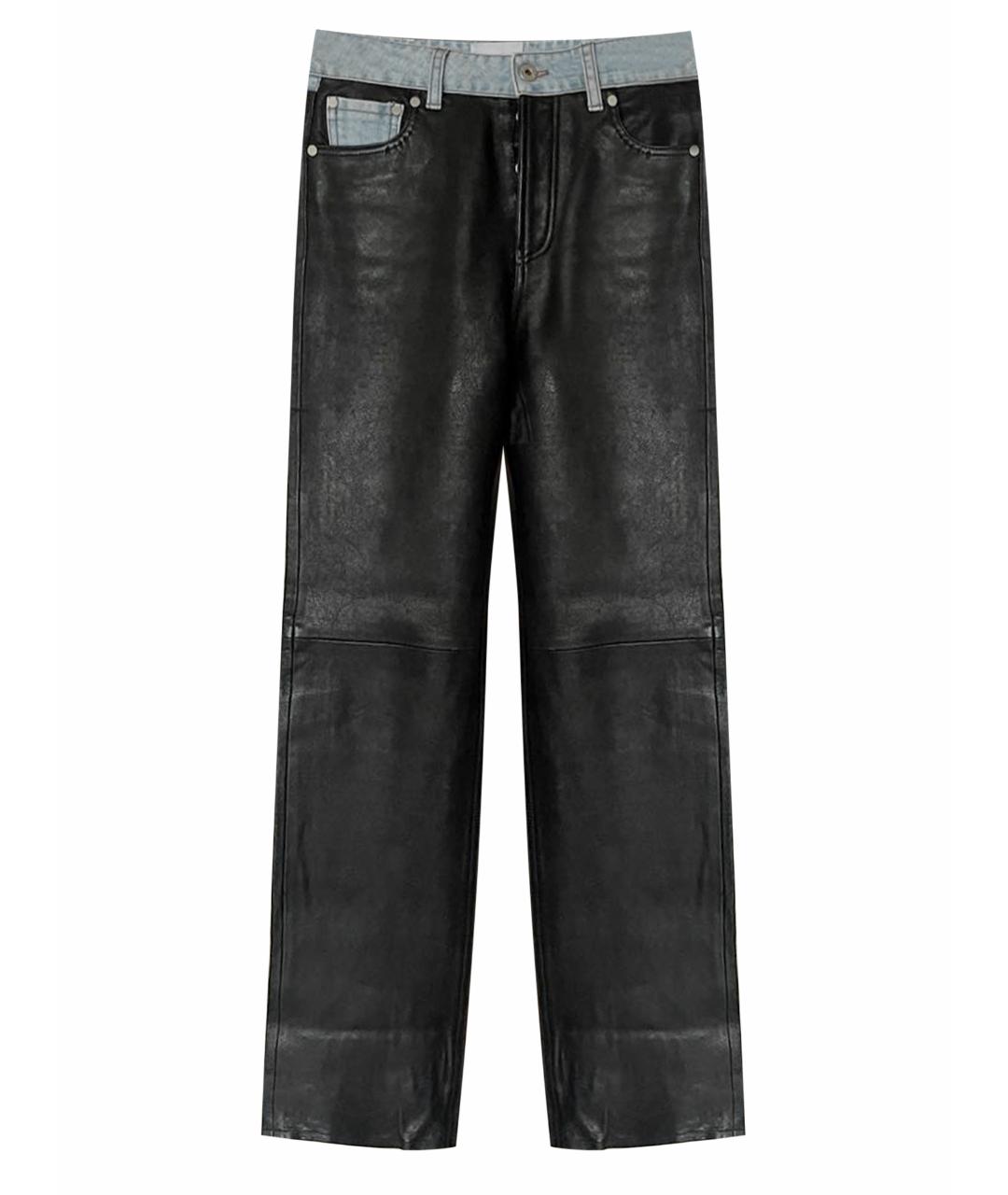 HALFBOY Черные кожаные прямые брюки, фото 1