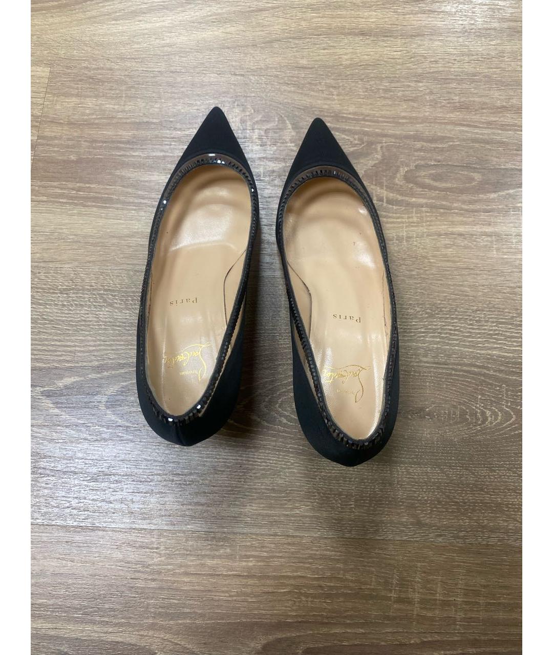 CHRISTIAN LOUBOUTIN Черные текстильные туфли, фото 3