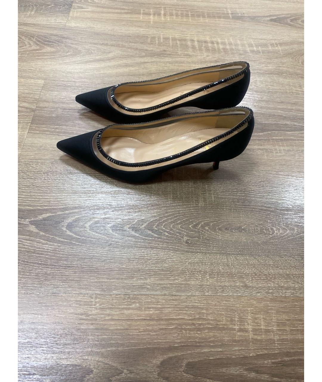 CHRISTIAN LOUBOUTIN Черные текстильные туфли, фото 5