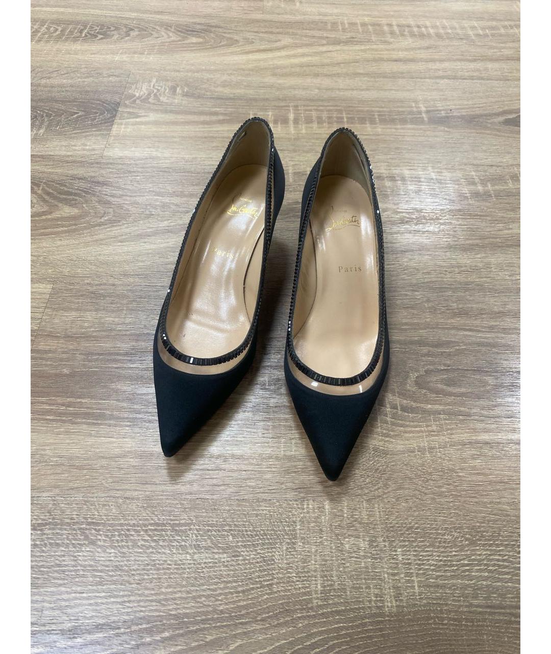 CHRISTIAN LOUBOUTIN Черные текстильные туфли, фото 2