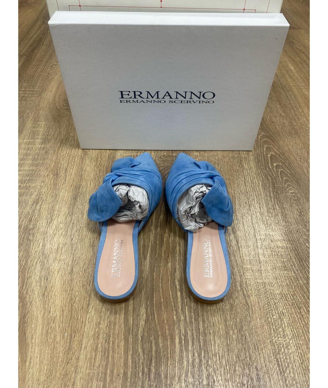 ERMANNO SCERVINO Голубые замшевые мюли, фото 3