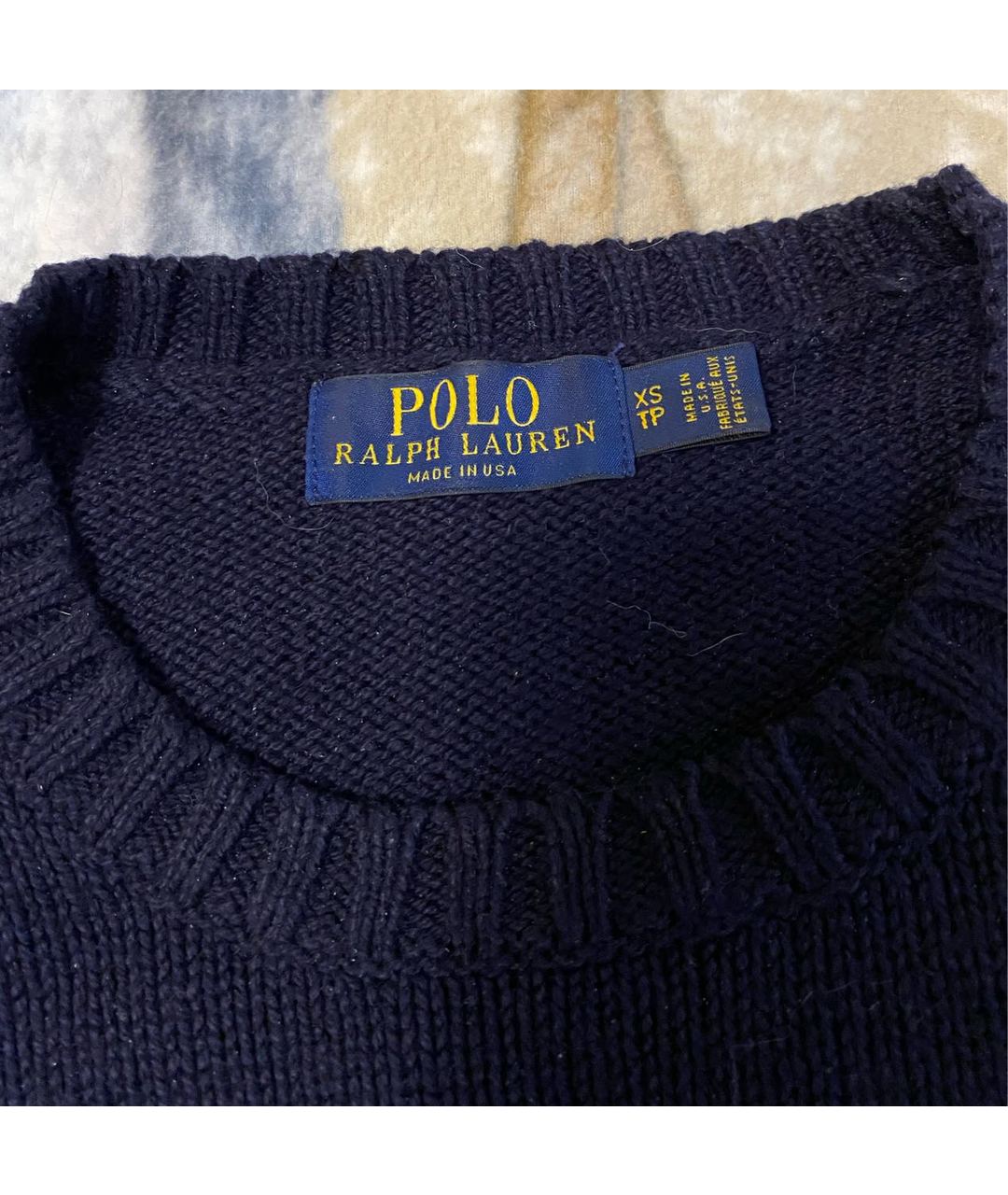 RALPH LAUREN Темно-синий хлопковый джемпер / свитер, фото 2