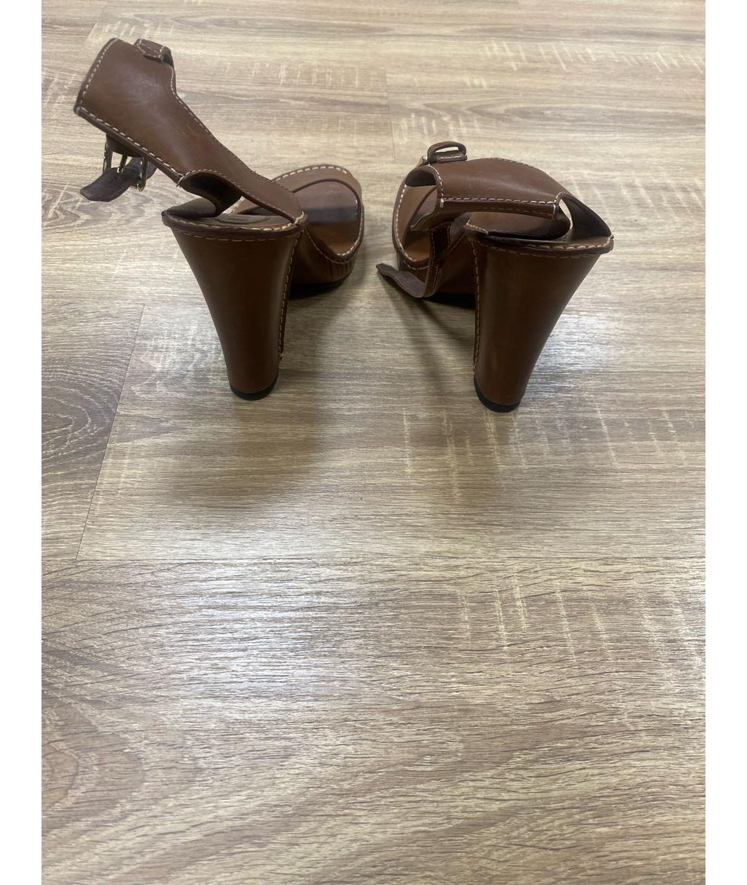 TOD'S Коричневые кожаные босоножки, фото 4