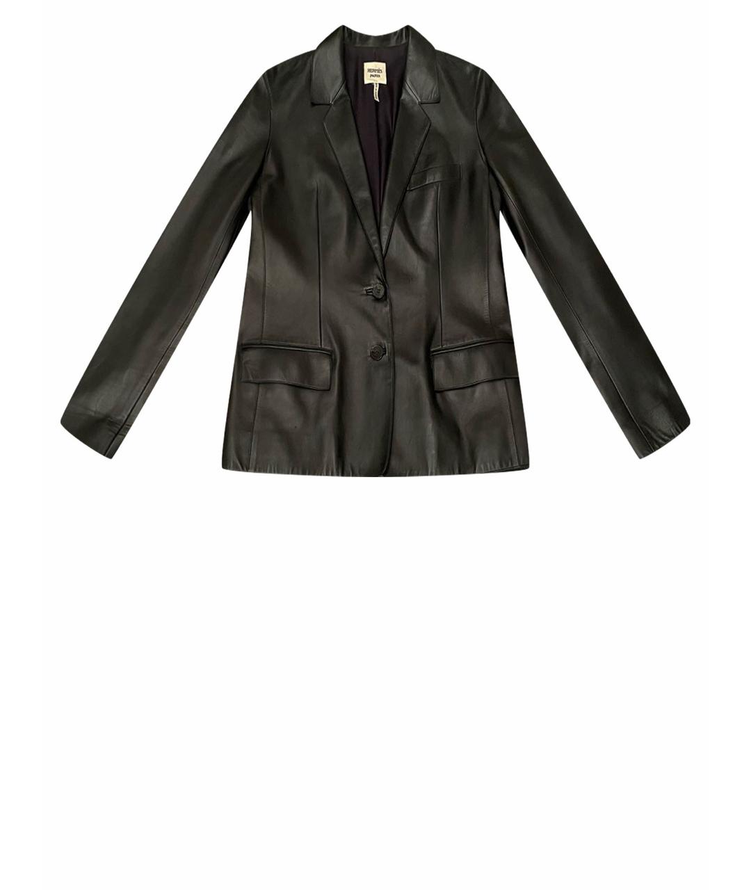 HERMES PRE-OWNED Черный кожаный жакет/пиджак, фото 1