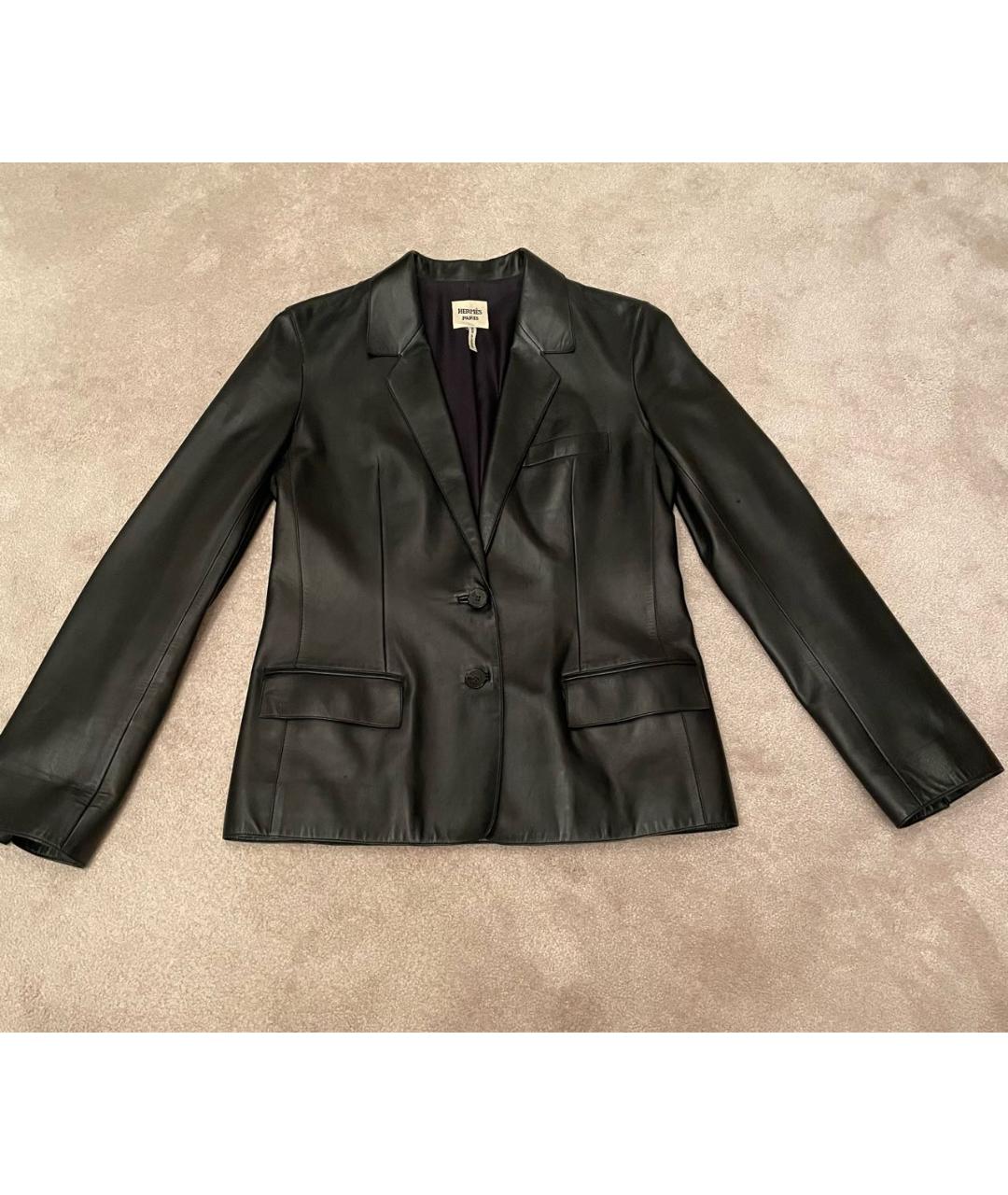 HERMES PRE-OWNED Черный кожаный жакет/пиджак, фото 9