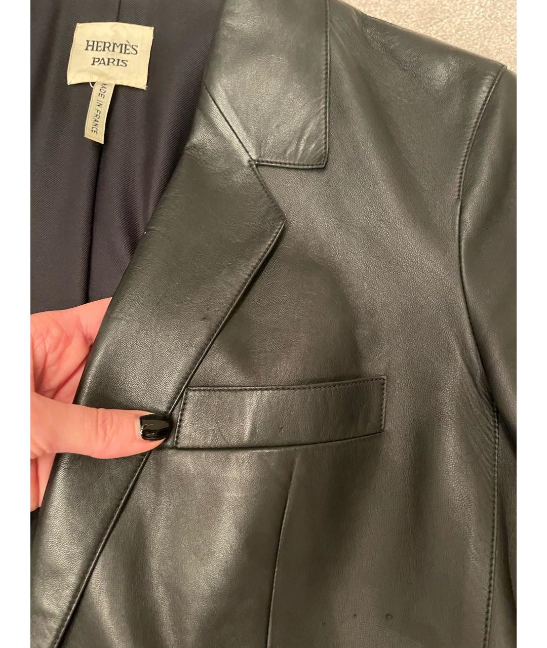 HERMES PRE-OWNED Черный кожаный жакет/пиджак, фото 7
