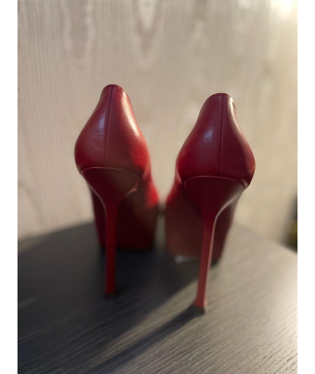 SAINT LAURENT Красные кожаные туфли, фото 3