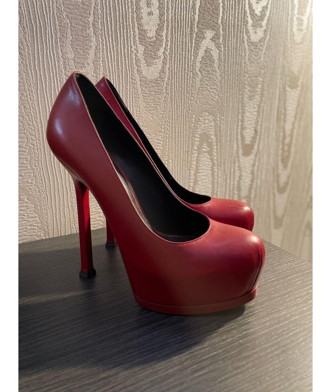 SAINT LAURENT Красные кожаные туфли, фото 6
