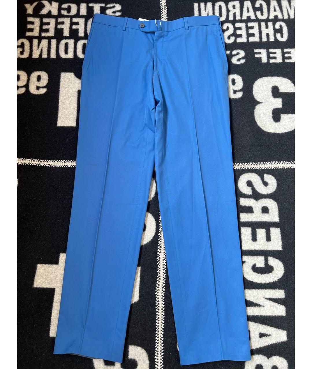ISAIA Синие хлопковые классические брюки, фото 9