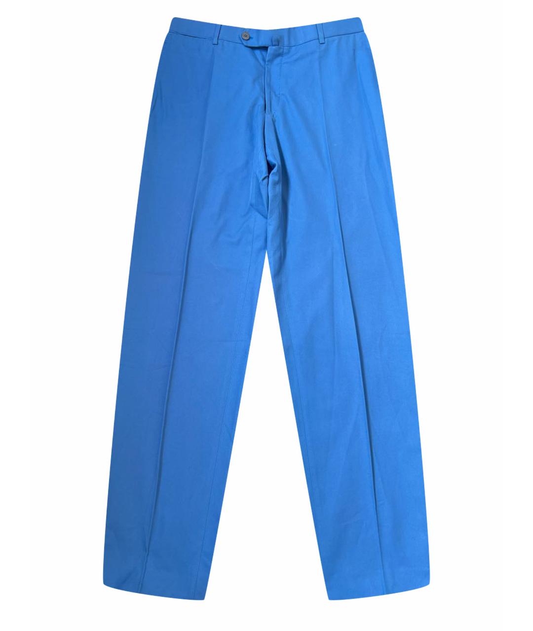 ISAIA Синие хлопковые классические брюки, фото 1