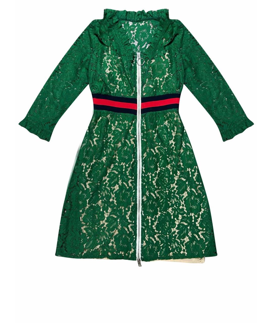 GUCCI Зеленые кружевное повседневное платье, фото 1