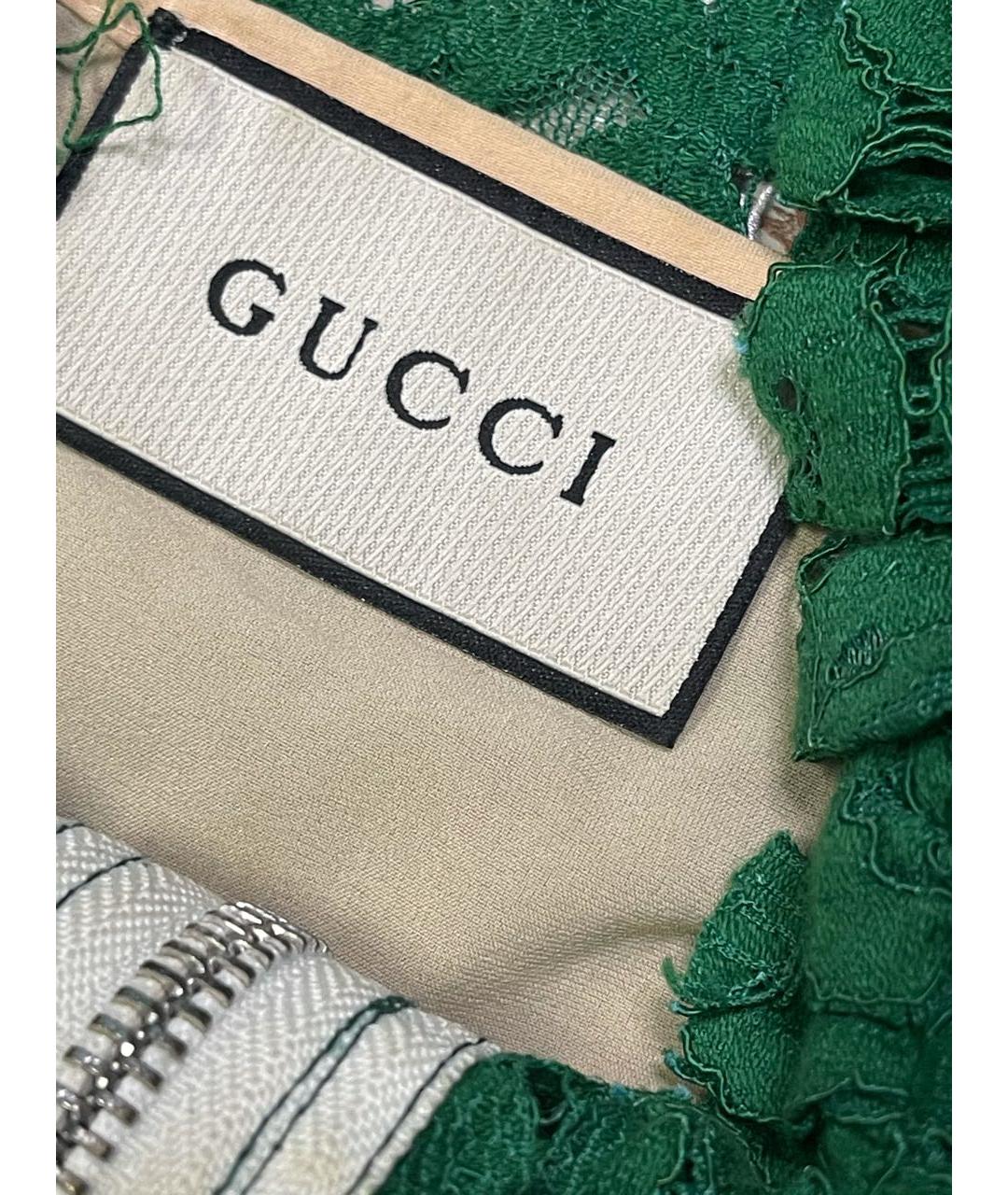 GUCCI Зеленые кружевное повседневное платье, фото 2