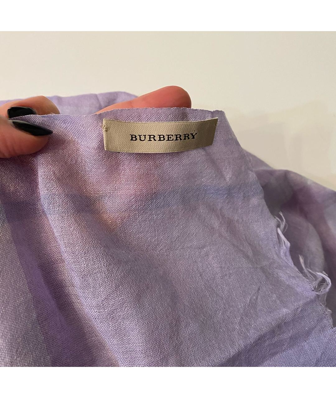 BURBERRY Фиолетовый шерстяной шарф, фото 4