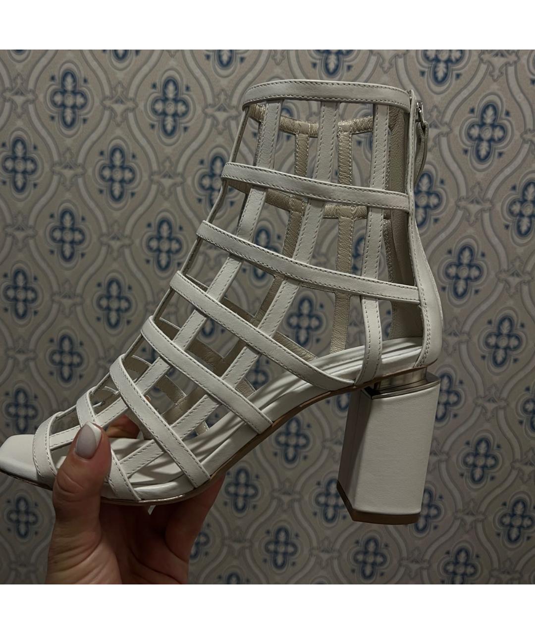 VIC MATIE Белые кожаные босоножки, фото 5