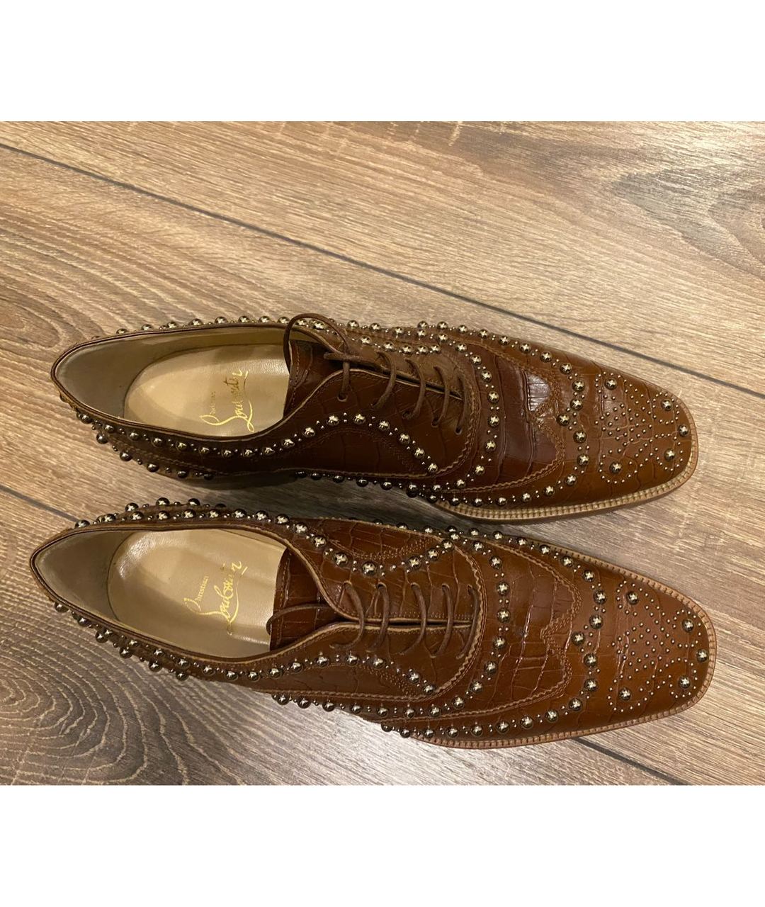 CHRISTIAN LOUBOUTIN Коричневые кожаные низкие ботинки, фото 2