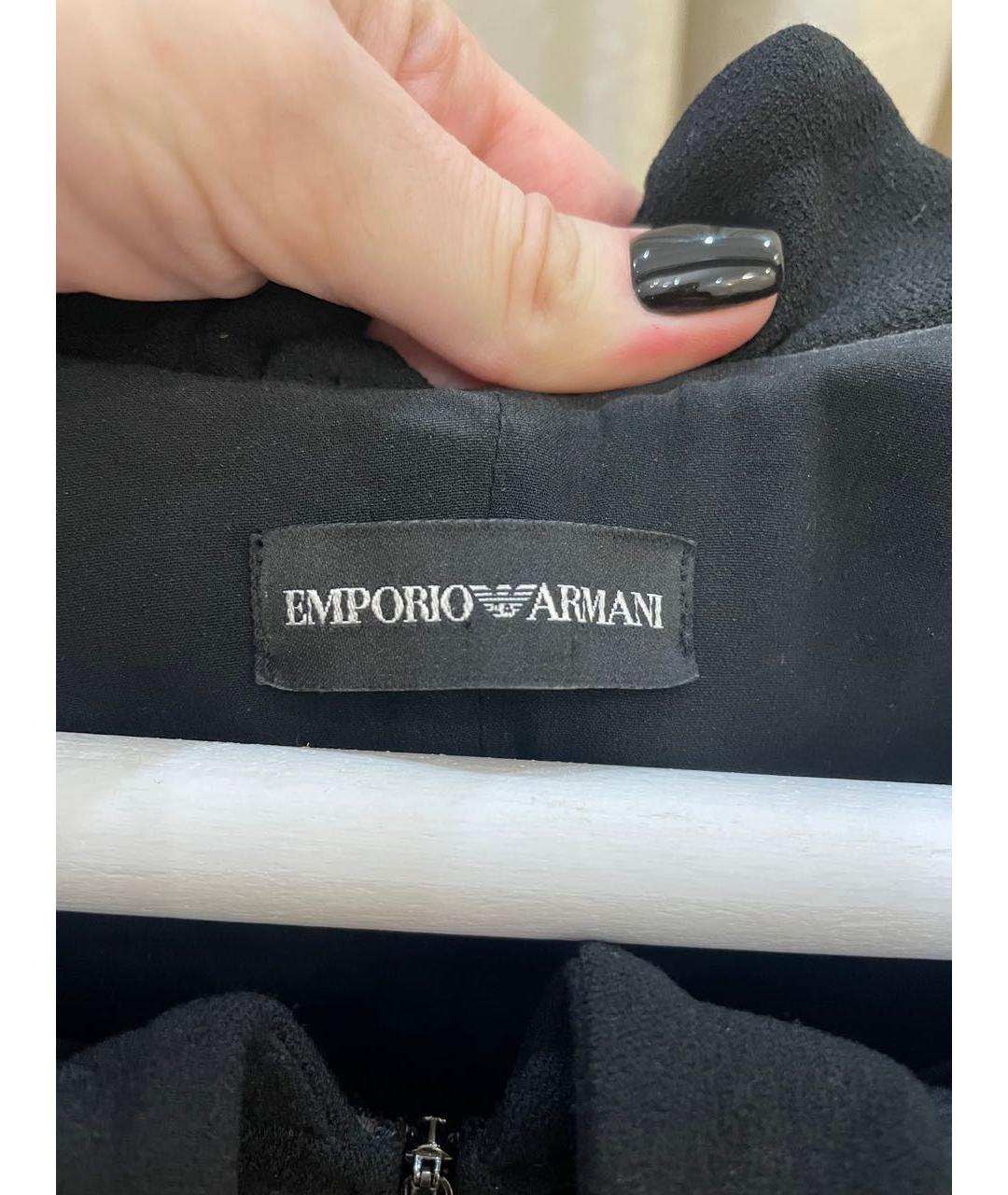 EMPORIO ARMANI Черное хлопко-эластановое вечернее платье, фото 3