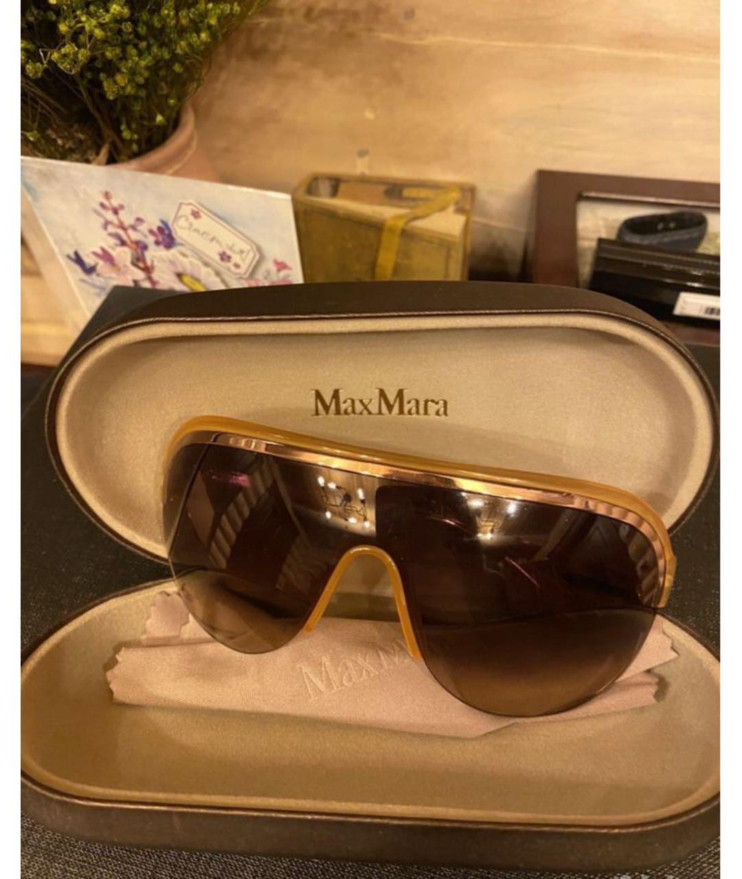 MAX MARA Коричневые пластиковые солнцезащитные очки, фото 3