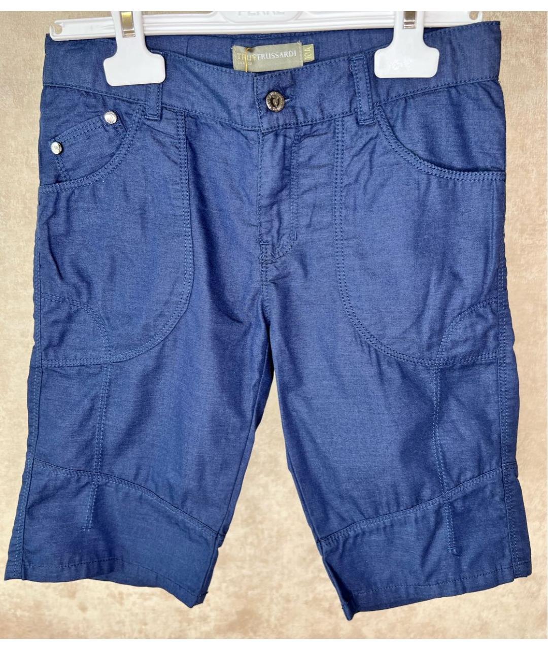 TRUSSARDI Темно-синие хлопковые детские шорты, фото 4