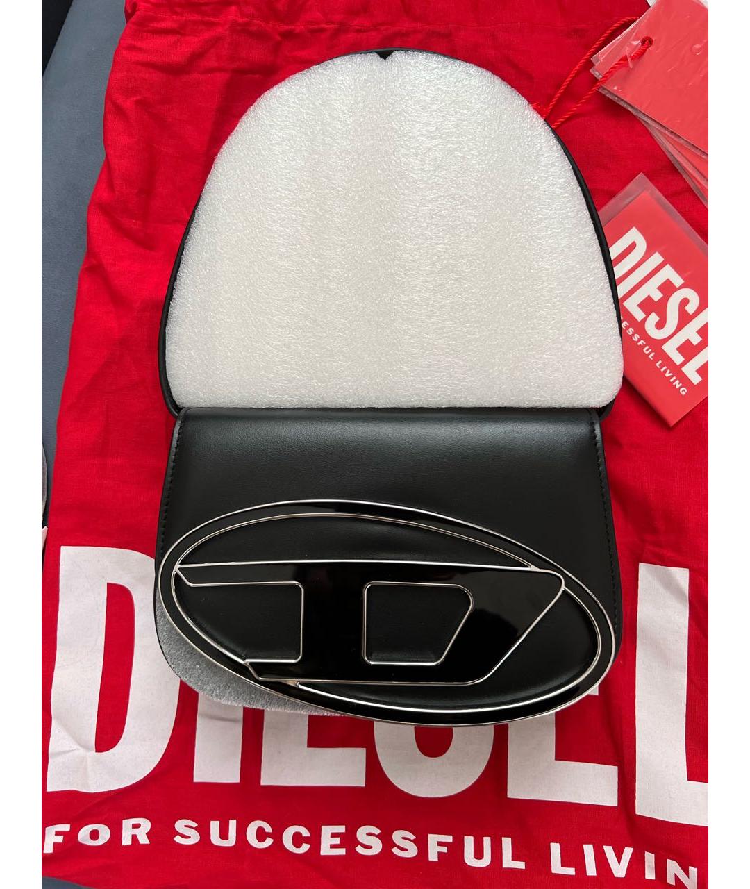 DIESEL Черная кожаная сумка с короткими ручками, фото 4