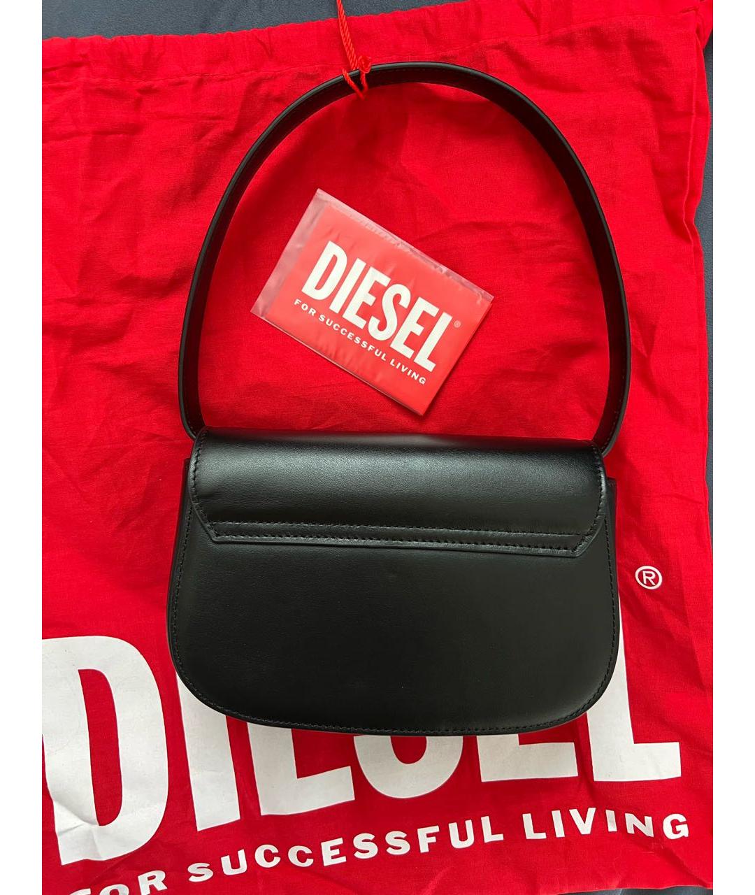 DIESEL Черная кожаная сумка с короткими ручками, фото 5