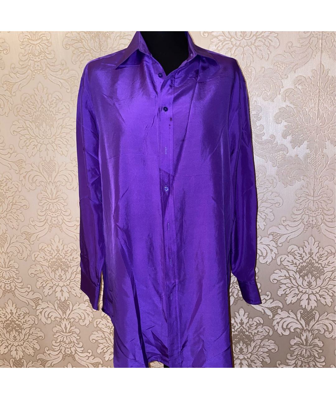 RALPH LAUREN Фиолетовая шелковая рубашка, фото 4