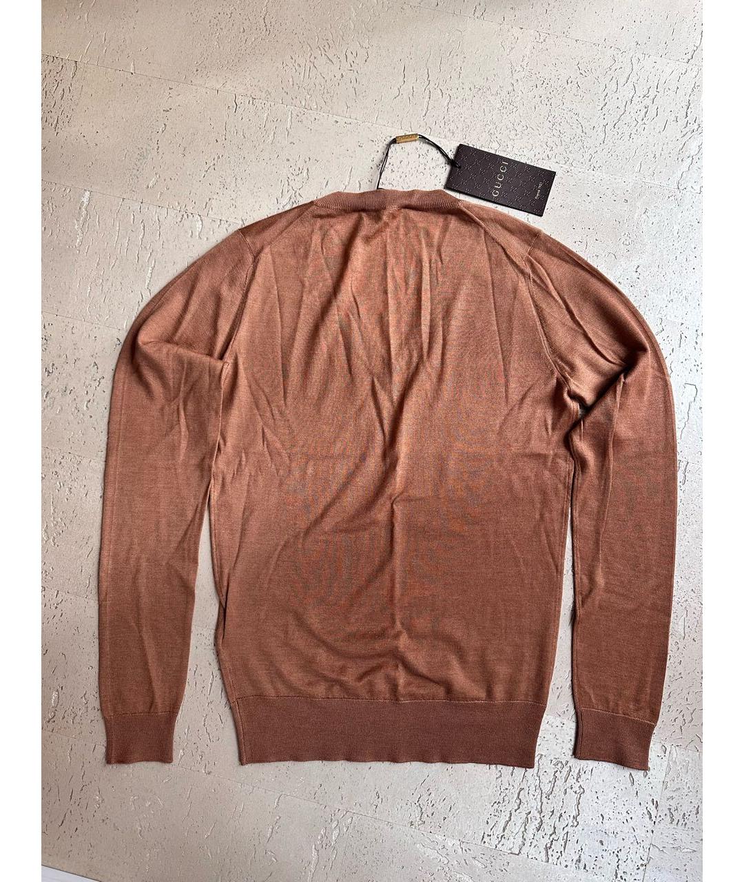 GUCCI Коричневый шелковый джемпер / свитер, фото 2