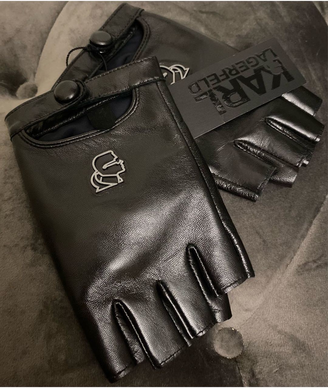 KARL LAGERFELD Черные кожаные перчатки, фото 4