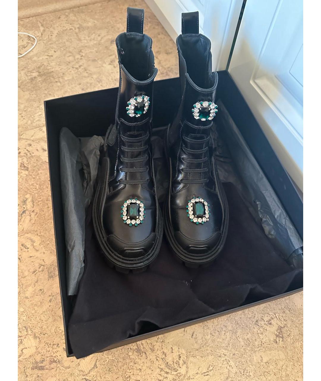 DOLCE&GABBANA Черные кожаные ботинки, фото 2