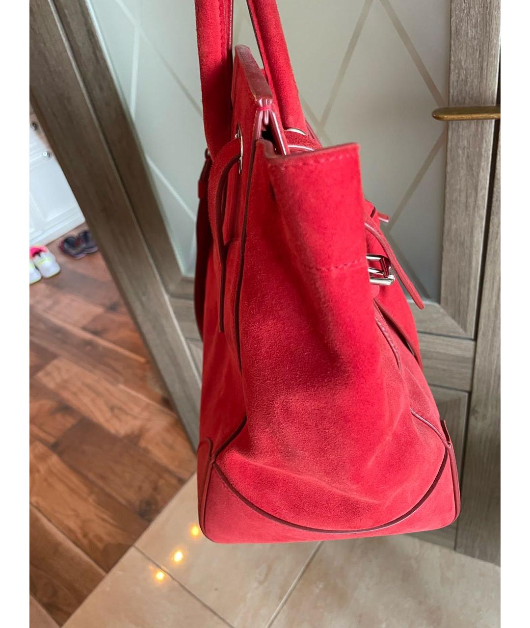 POLO RALPH LAUREN Красная замшевая сумка с короткими ручками, фото 2