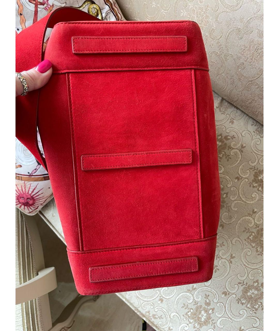 POLO RALPH LAUREN Красная замшевая сумка с короткими ручками, фото 8